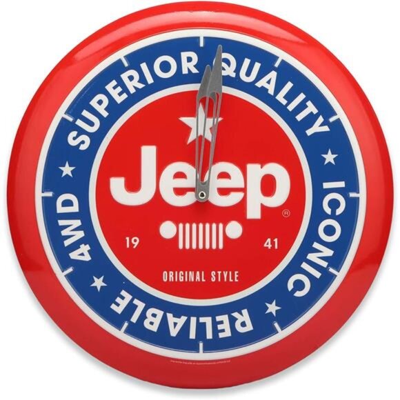 Official JEEP 4WD Genuine Part Round Embossed Metal Hanging Wall Clock Collector - Picture 1 of 8